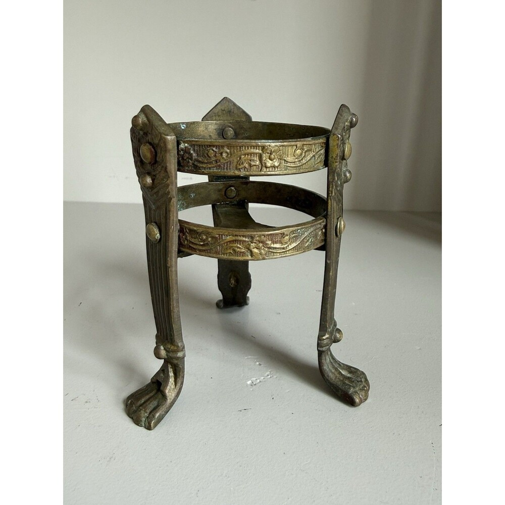 Vintage Small 1970s Ornate Brass Footed Candle Holder, 3.5” Tall